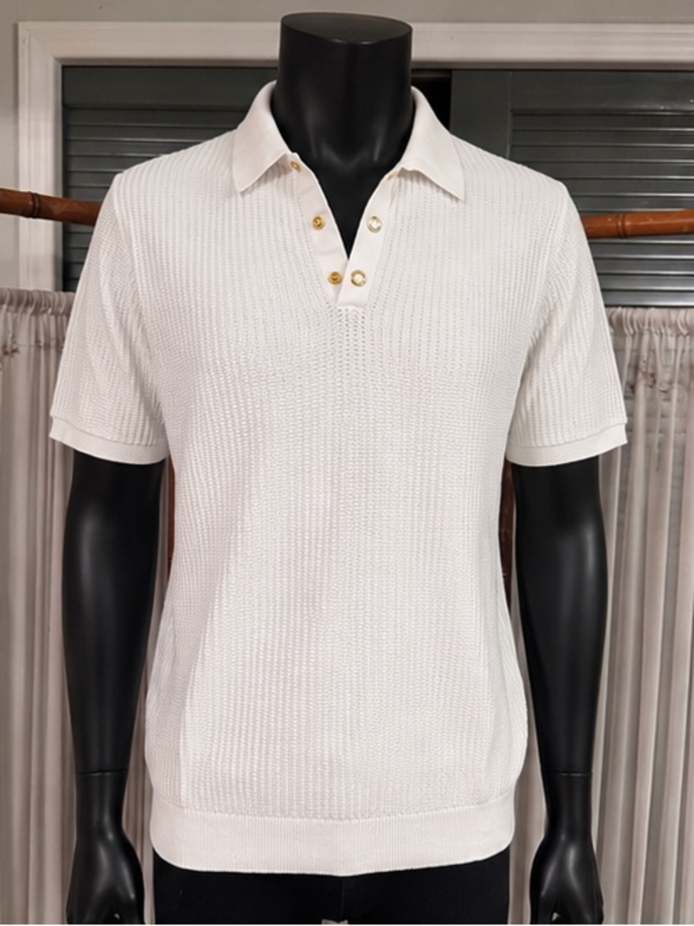 Reiss White Textured Knit Polo Shirt - Picture 3 of 8